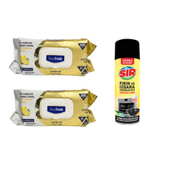 Şerveţele umede pentru multi suprafeţe cu Lămâie, bicarbonat şi oțet Deep Fresh Odor Lock Technology 100 de bucăți x 2 pachete + Spray de Curățare pentru Cuptor și Grătar SIR