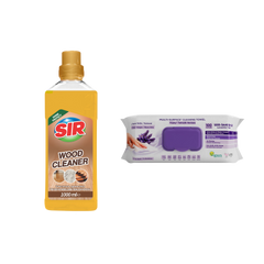 Soluție pentru parchet Sir Shine Protect 1000 ml + Şerveţele umede pentru multi suprafeţe cu lavandă , bicarbonat şi oțet Deep Fresh 100 de bucăți - Redist