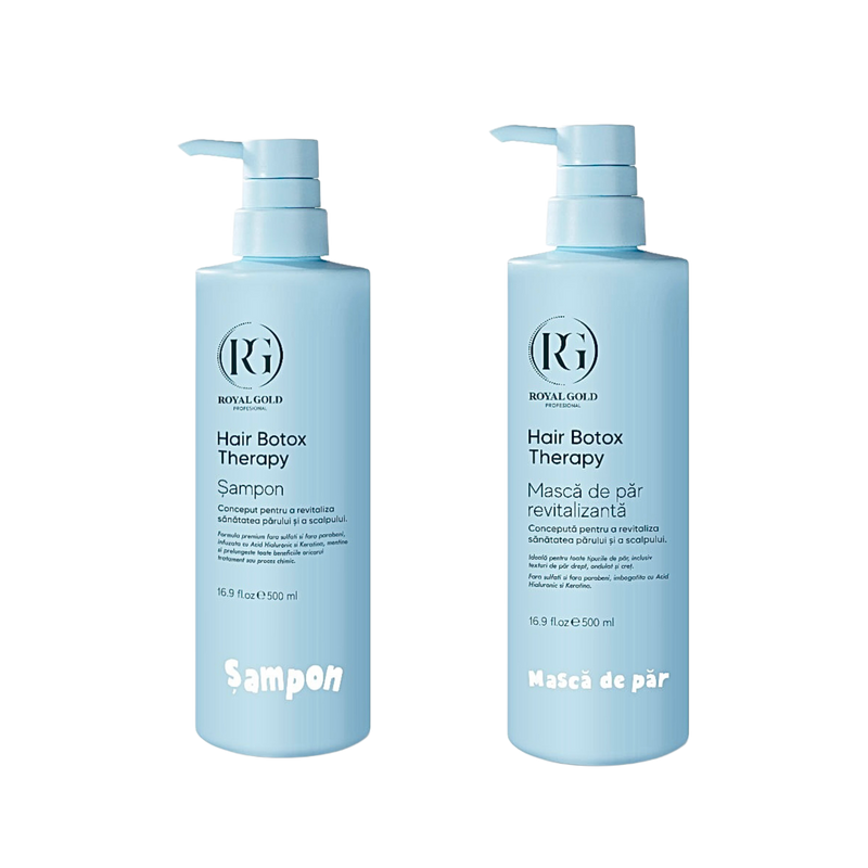 Șampon Hair Botox Therapy by Royal Gold 500 ml + Mască de păr revitalizantă Botox Therapy  by Royal Gold 500 ml