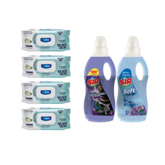Şerveţele umede pentru multi suprafeţe cu bicarbonat şi oțet Odor Lock Jasmine Deep Fresh 100 de bucăți × 4 pachete + Detergent rufe negre + Balsam rufe
