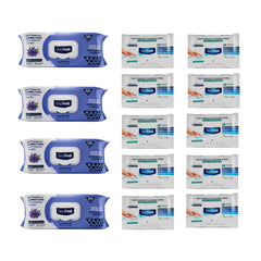 Șervețele mulți suprafețe cu Lavandă bicarbonat și oțet Deep Fresh Odor Lock Technology 100 bucăți × 4 pachete şi 10 pachete mini Șervețele mulți suprafețe cu bicarbonat și oțet 10 bucăți