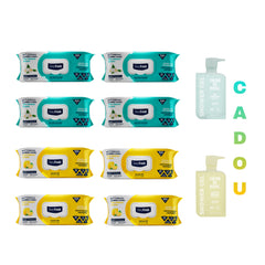 Kit 8 șervețelele multi suprafețe Deep Fresh Odor Lock Jasmine si Lămâie + Cadou : Gel de duș Savon de Royal Ice Therapy si Coffee Break