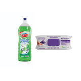 Detergent pentru vase Sir Apple 1000 ml + Şerveţele umede pentru multi suprafeţe cu lavandă , bicarbonat şi oțet Deep Fresh 100 de bucăți