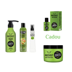 Gama cu Keratina Redist pentru volum si hidratare: Sampon 500 ml + Masca de păr 475 ml + Balsam bifazic 225 ml + Gel de dus exfoliant cu samburi de fructe Exotic Kiwi 400 ml + CADOU : Parfumul pentru par Love Garden 50 ml Redist - Redist