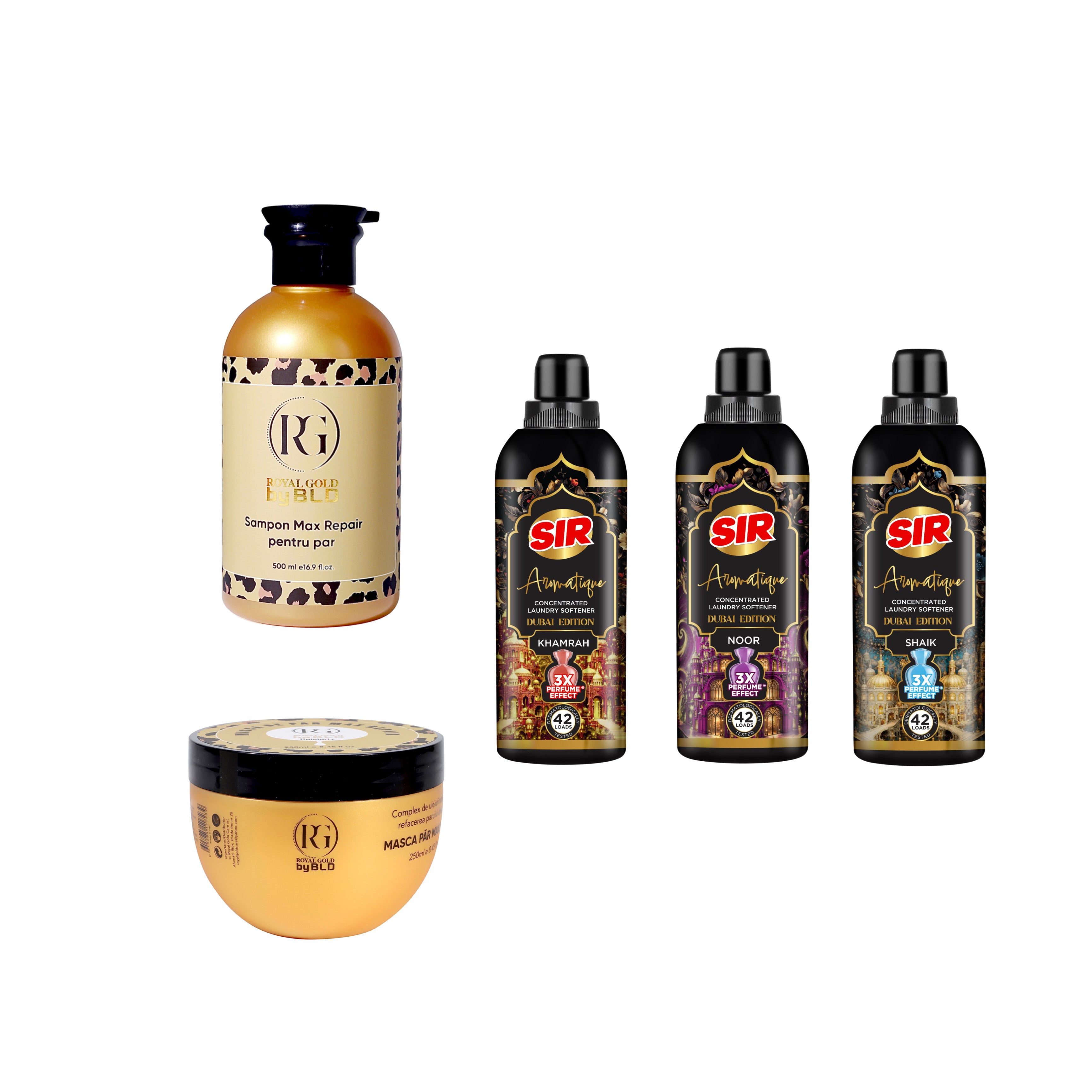 Nou: Pachet BLD Max Repair by Royal Gold + 3 x Balsam Rufe Dubai Edition Deep Fresh: Shaik, Khamrah, Noor