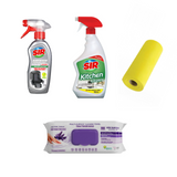 Soluție curățare aparate Air Fryer Sir + Solutie curatare bucatarie Sir + Şerveţele multi suprafeţe cu lavandă , bicarbonat şi oțet Deep Fresh 100 de bucăți + Lavete rola din microfibră