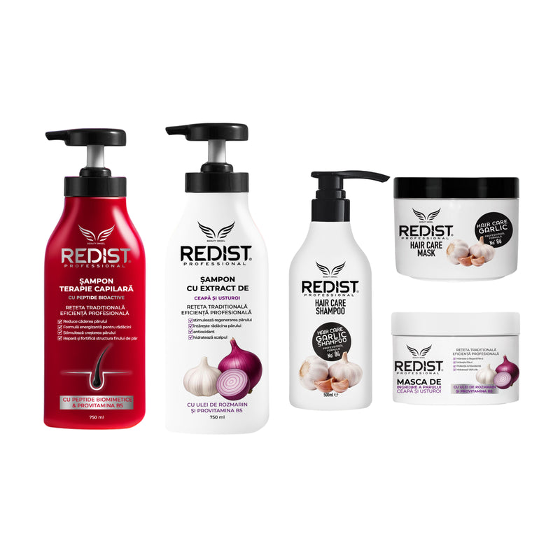 Pachet pentru creșterea și regenerarea parului Redist + CADOU : Sampon usturoi 500 ml si Masca usturoi