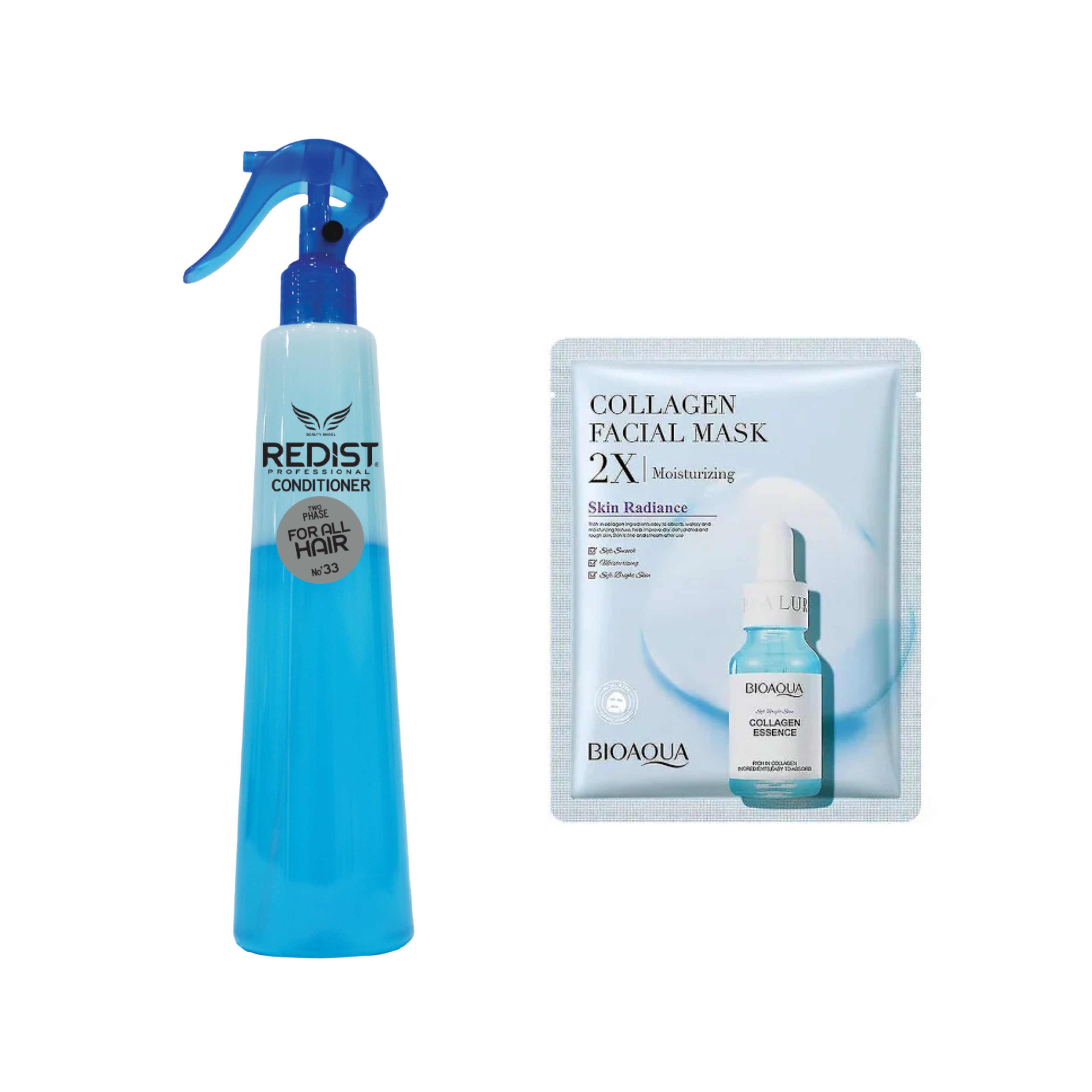 Balsam Bifazic Redist pentru toate tipurile de par  400 ml + Cadou : Masca Servetel pentru ten cu Collagen Bioaqua - Redist