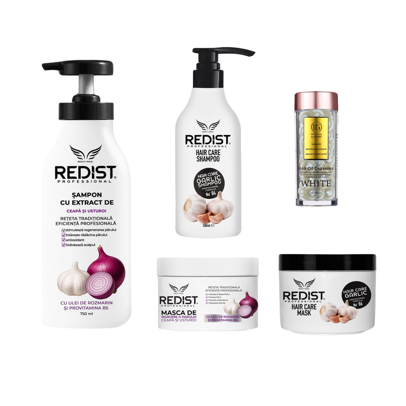 Pachet îngrijirea părului, crestere si regenerare + CADOU : Sampon usturoi 500 ml si Masca usturoi