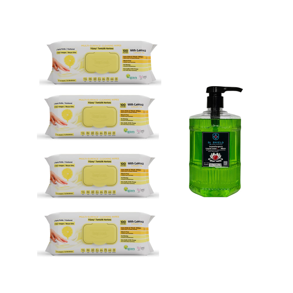 3 + 1 Cadou : Şerveţele umede pentru multi suprafeţe cu lămâie , bicarbonat şi oțet Deep Fresh 100 de bucăți - Redist