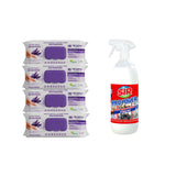 Soluţie pentru ȋndepartarea petelor multi suprafeţe Sir Pro Power 1000 ml + Şerveţele umede pentru multi suprafeţe cu lavandă , bicarbonat şi oțet Deep Fresh 100 de bucăți × 4 pachete
