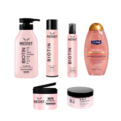 Pachet Volum Redist Biotin + Scrub pentru scalp 3 în 1 Royal Gold + Gel de duș cu sclipici Pink Dream