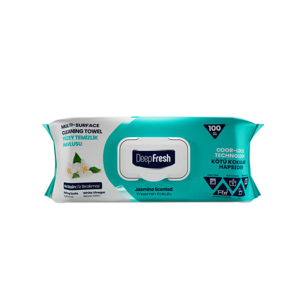 Şerveţele umede pentru multi suprafeţe cu bicarbonat şi oțet Jasmine Deep Fresh 100 bucăți