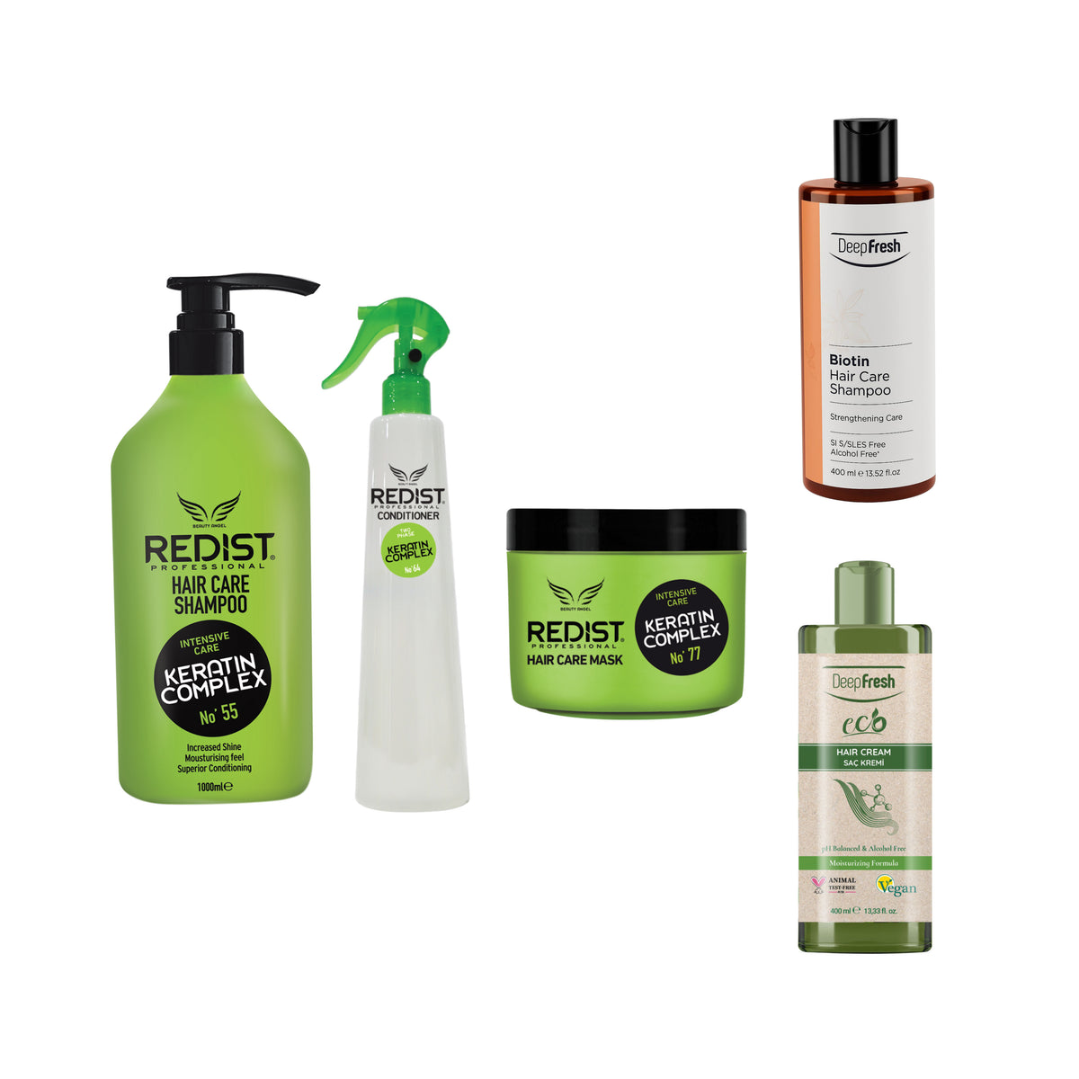 Gama profesionala cu Keratina + CADOU : Sampon Biotin DeepFresh si Balsam pentru păr DeepFresh Eco - Redist