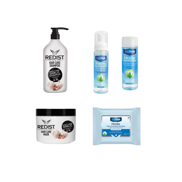 Sampon cu usturoi 1000 ml + Masca cu usturoi + Pachet pentru curatarea si ingrijirea tenului Deep Fresh - Gama Micellar