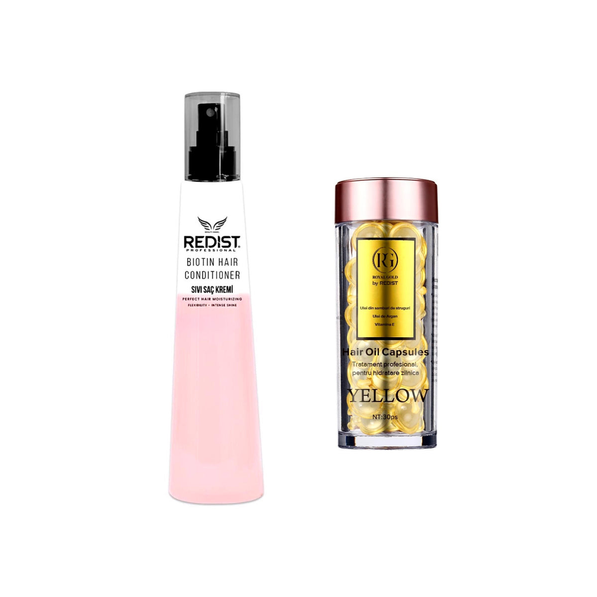 Protecție termică Redist Biotin + Capsule ser pentru strălucire Royal Gold Yellow