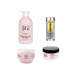 Gama Max Repair Pink pentru reparare intensă + Scrub pentru scalp 3 în 1 + Capsule ser tratament Cocos