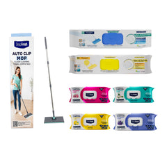 Nou: Kit mop cu click + 2 rezerve mop + 4 Șervețele multisuprafețe Odor Lock Technology Deep Fresh