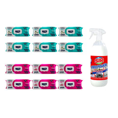 Pachet 12 șervețele Odor-Lock technology Deep Fresh Jasmine și Crini + Soluţie pentru ȋndepartarea petelor multi suprafeţe Sir Pro Power