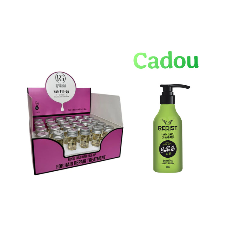 Mască de păr lichidă fiolă tratament Redist 13 ml × 30 bucăți + CADOU : Sampon profesional cu Keratina Redist 500 ml
