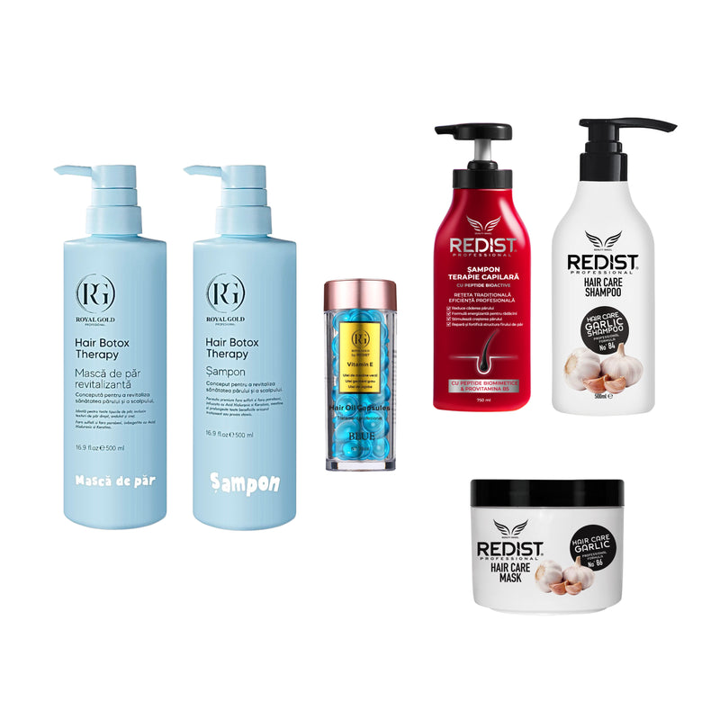 Pachet profesional îngrijire complexă a părului + CADOU : Sampon usturoi 500 ml si Masca usturoi