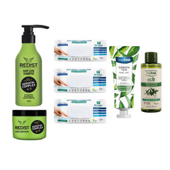 Gama profesională cu Keratină + Şerveţele multi suprafeţe cu bicarbonat şi oțet Clasice Deep Fresh 100 de bucăți × 3 pachete + Cremă mâini și corp Green Tea + Șampon Eco Argan