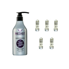 Șampon nuantator Silver Redist + Mască de păr lichidă fiolă tratament × 5 bucăți - Redist