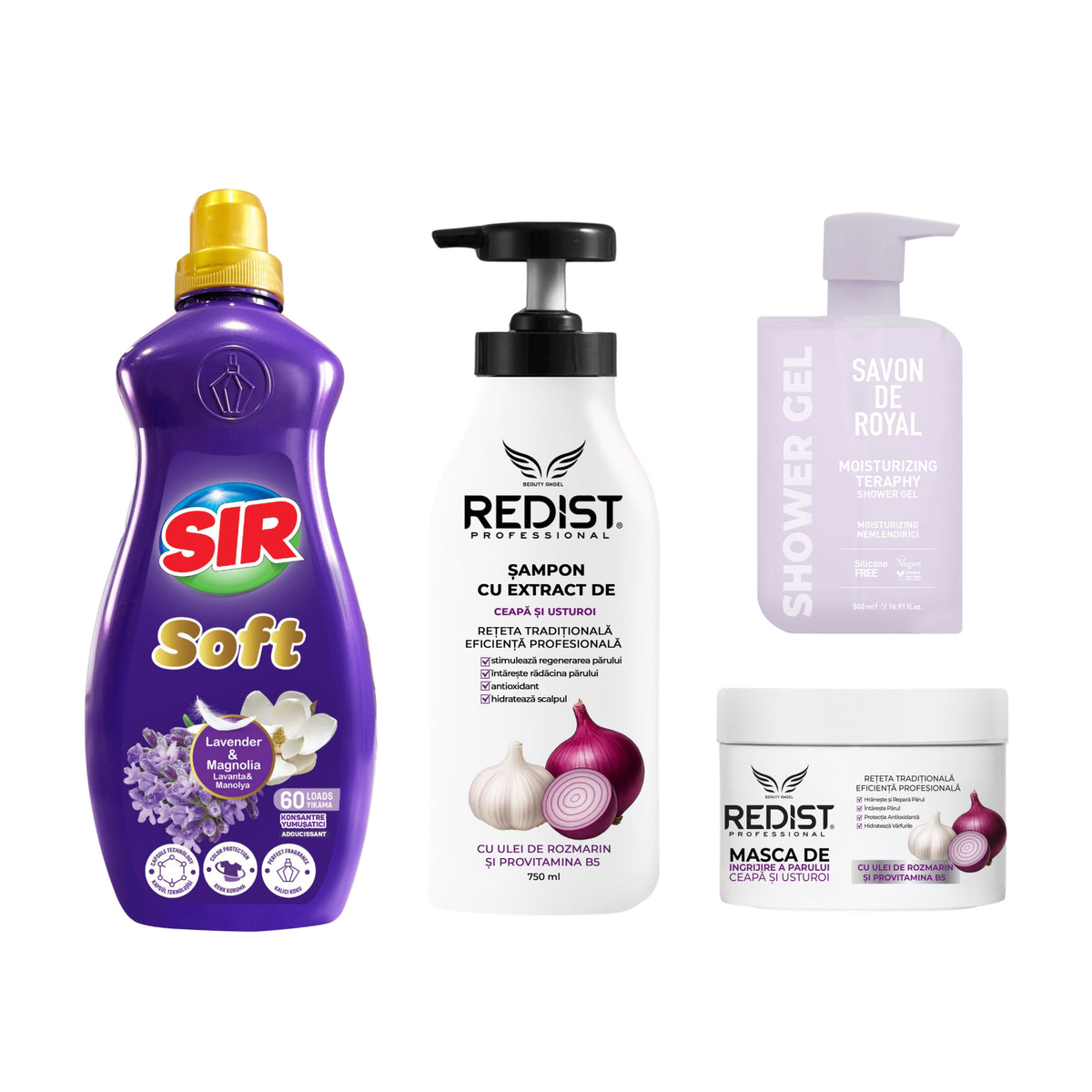 Gama Redist cu extract de ceapă și usturoi+ Gel de duș Moisturizing Teraphy + Balsam Rufe Lavandă & Magnolie