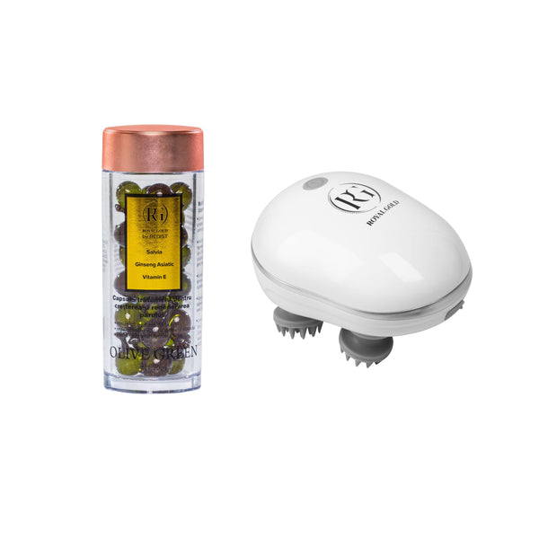 Capsule tratament pentru scalp cu Salvie pentru cresterea si regenerarea parului 30 buc + Aparat electric pentru masajul scalpului - Redist