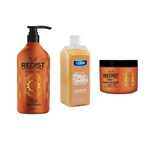 Pachet pentru hidratare Argan Redist + Gel de duș Caramel Deep Fresh - Redist