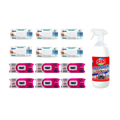 Pachet 12 șervețele Odor-Lock technology Deep Fresh Clasice și Crini + Soluţie pentru ȋndepartarea petelor multi suprafeţe Sir Pro Power