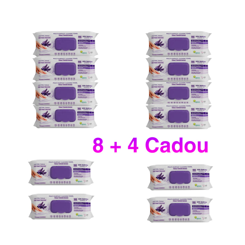 Pachet Avantajos : 8 + 4 Cadou Şerveţele umede pentru multi suprafeţe cu lavandă , bicarbonat şi oțet Deep Fresh 100 de bucăți
