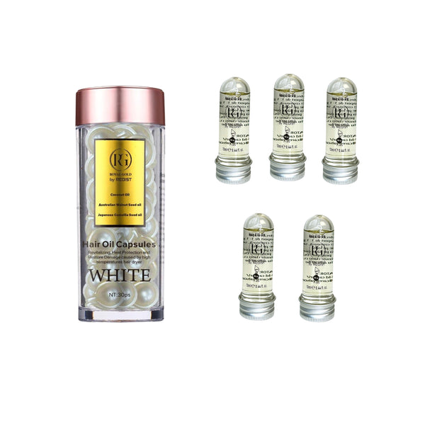 Capsule ser tratament Royal Gold by Redist + Mască de păr lichidă fiolă tratament Redist 13 ml × 5 bucăți - Redist