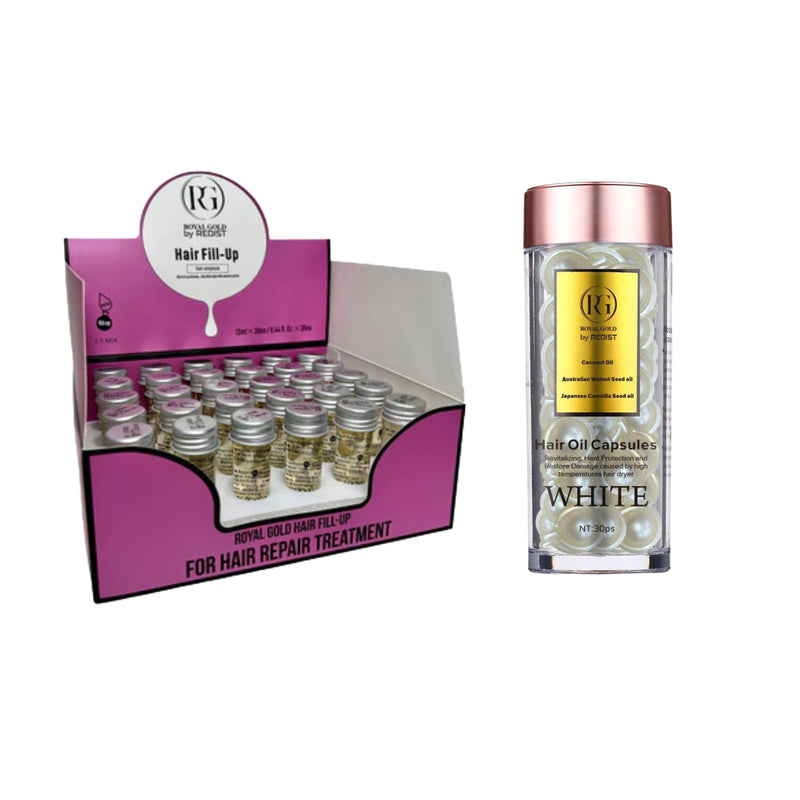 Mască de păr lichidă fiolă tratament Redist 13 ml × 30 bucăți + CADOU: Capsule tratament pentru par Cocos White Royal Gold by Redist