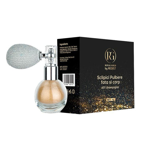 Sclipici pulbere pentru fata si corp Royal Gold by Redist #01 champagne 4g - Redist
