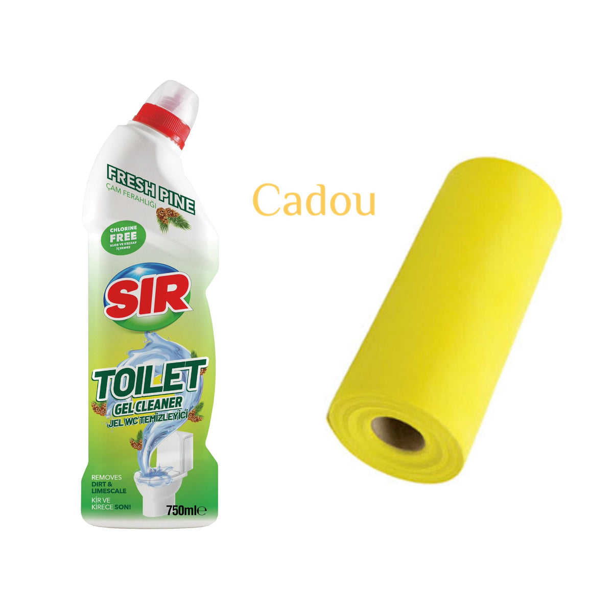 Soluție gel de curățare pentru vasul de toaletă Sir Fresh Pine 750 ml + lavete la rola din microfibră - Redist