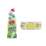 Soluție gel de curățare pentru vasul de toaletă Sir Fresh Pine 750 ml + Şerveţele umede pentru multi suprafeţe cu lămâie, bicarbonat şi oțet Deep Fresh 100 de bucăți