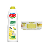 Soluția de curățat cremă SIR cu aromă de lămâie 735 ml + Şerveţele umede pentru multi suprafeţe cu lămâie, bicarbonat şi oțet Deep Fresh 100 de bucăți