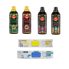 Pachet curățenie : Detergent rufe Sir Aromatique × 2  , Balsam rufe Sir Aromatique × 2 , Șervețelele mop × 2