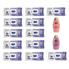 Pachet Dani10: 12 șervețele Lavanda Deep Fresh Odor Lock + Cadou 2 x Geluri de duș Pink Dream și Citrus Mist