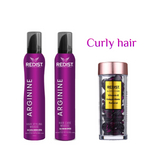 Pachet pentru păr creț vopsit : Hair Care Mousse Arginine 200 ml + Hair Styling Mousse Arginine 200 ml + Capsule pentru par cu Biotina Purple Redist 30 buc