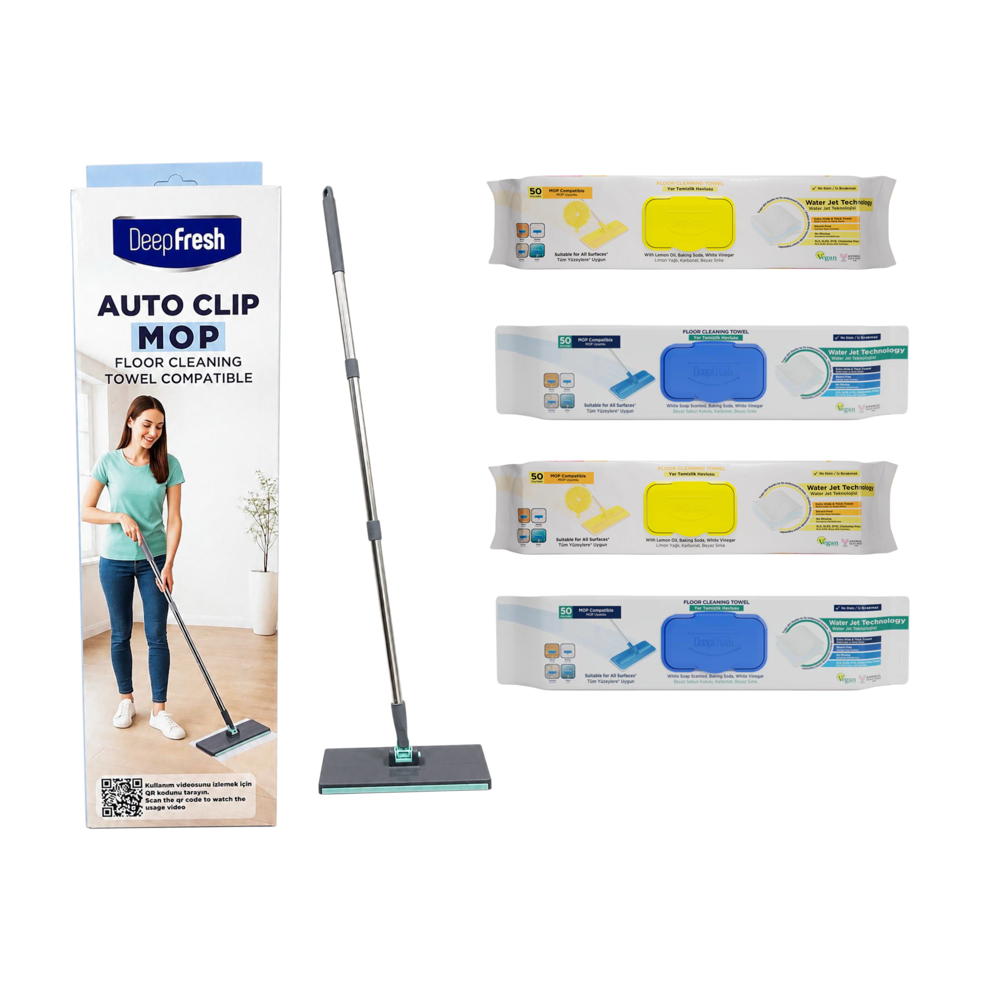 Nou: Mop cu click + 4 Rezerve mop Deep Fresh