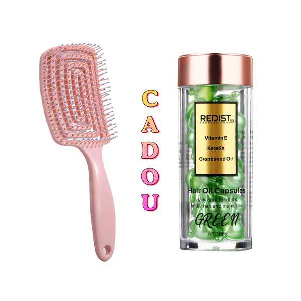 Capsule pentru un par sanatos Green cu Vitamina E, Keratina si Ulei din samburi de Struguri Redist 30 buc + CADOU : Perie pentru par flexibila - Redist