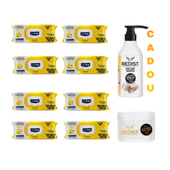Şerveţele umede pentru multi suprafeţe cu bicarbonat , oțet și Lămâie Odor Lock Deep Fresh 100 de bucăți × 8 pachete + Cadou : Șampon usturoi și Mască 12 in 1 Expert