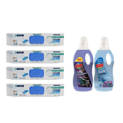 Șervețele mop cu bicarbonat și oțet × 4 pachete + Detergent rufe negre + Balsam rufe