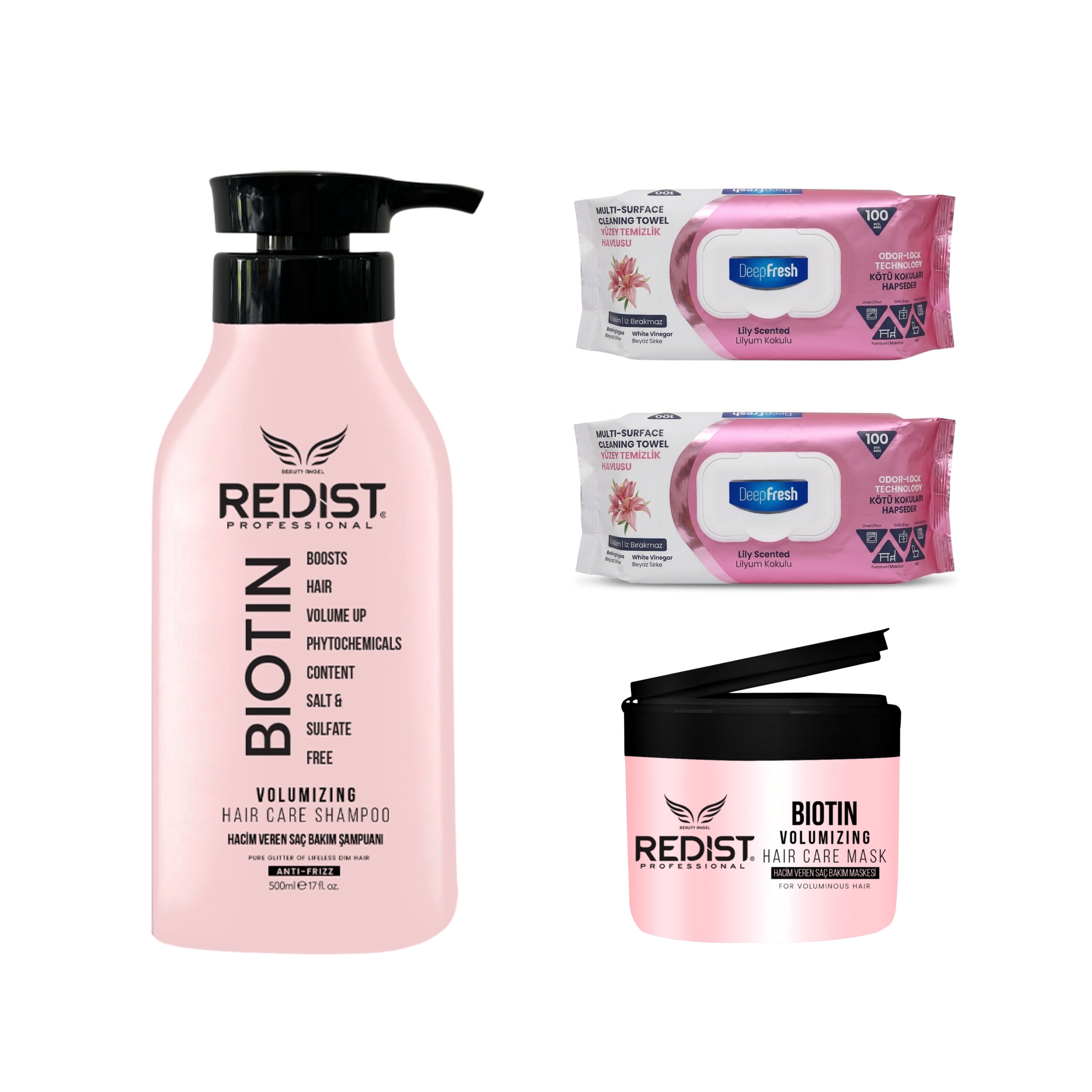 Gama Redist Biotin pentru Volum + 2 x Șervețele crini Deep Fresh odor lock technology