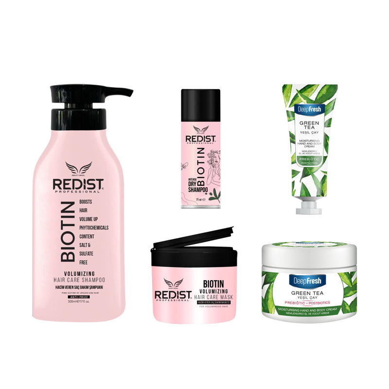 Gama Redist Biotin pentru Volum + Kit Green Tea Deep Fresh cremă de mâini și corp