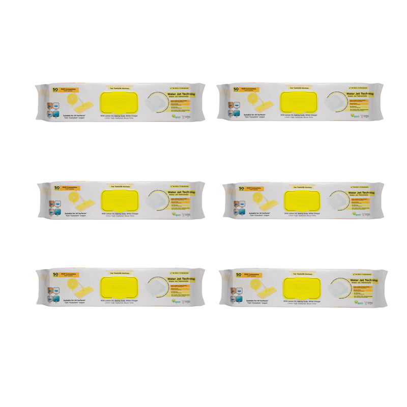 5 +1 Cadou : Șervețele mop pentru multi suprafețe cu lămâie , bicarbonat si otet 50 buc x 6 pachete