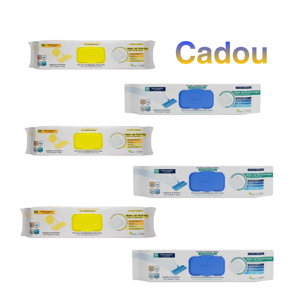 5 + 1 Cadou : Șervețele mop pentru multi suprafețe cu bicarbonat si otet 50 buc × 3 pachete + Șervețele mop pentru multi suprafețe cu lămâie , bicarbonat si otet 50 buc x 3 pachete - Redist