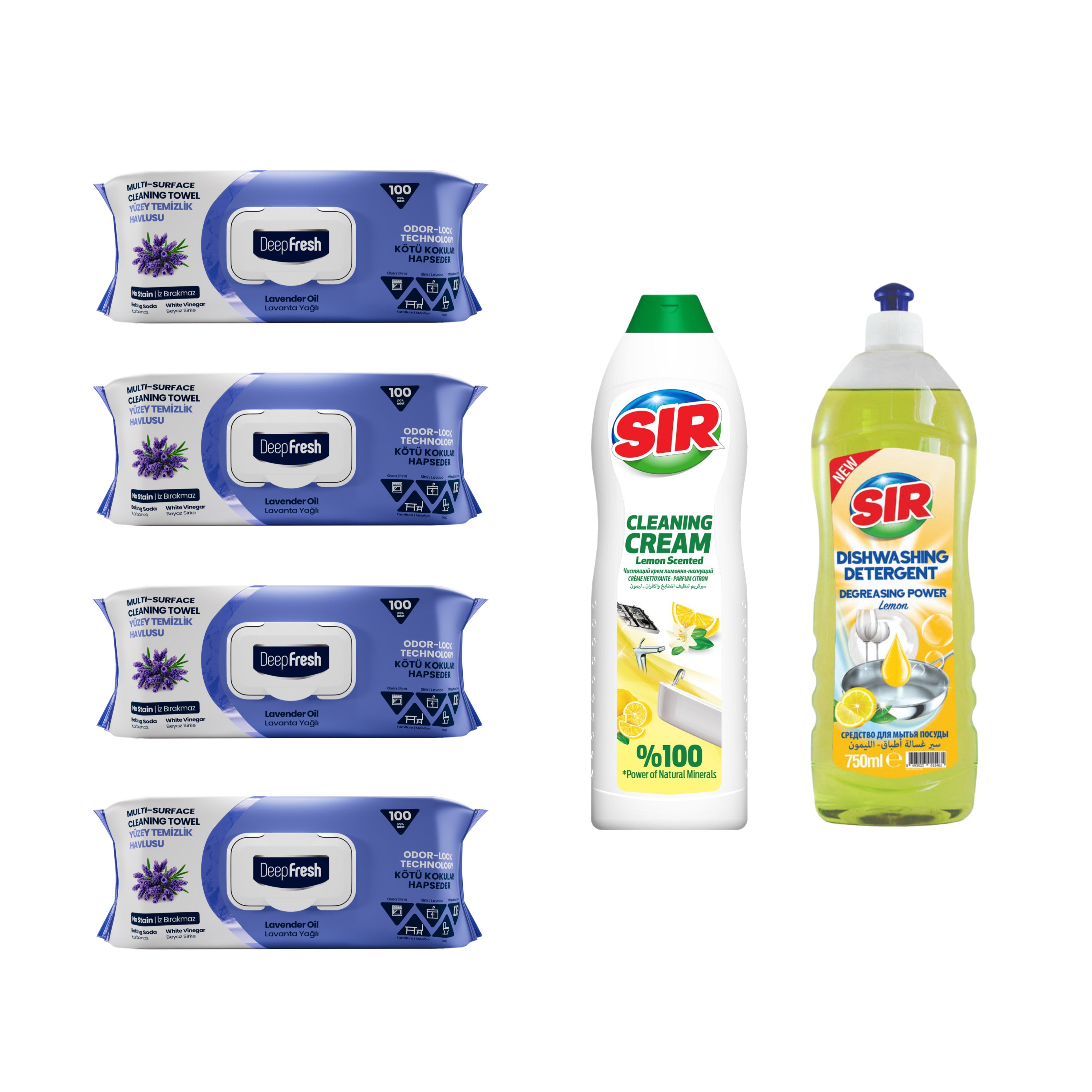 Kit bucătărie Sir + Șervețele mulți suprafețe Odor Lock Technology Deep Fresh